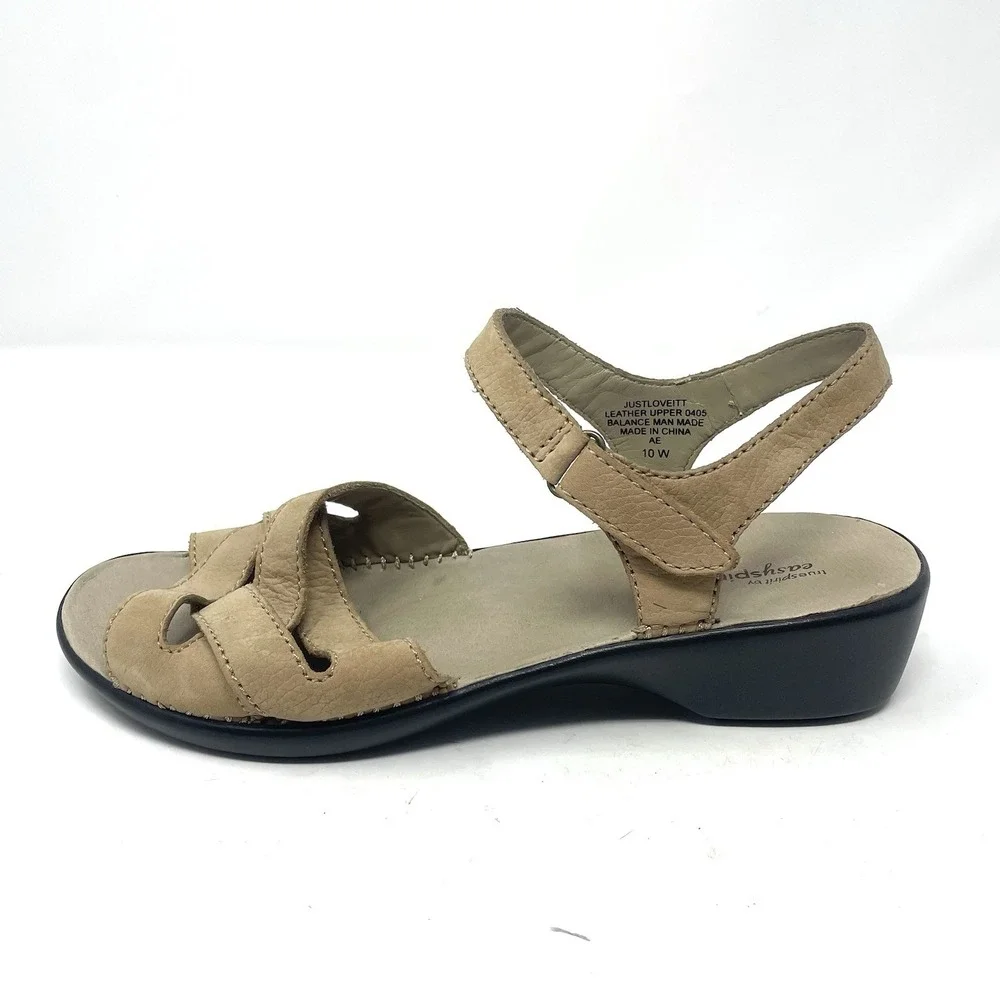 Easy‎ Spirit Just Love Itt Tan Leather Comfort Sandals Ankle Strap 10 Wide